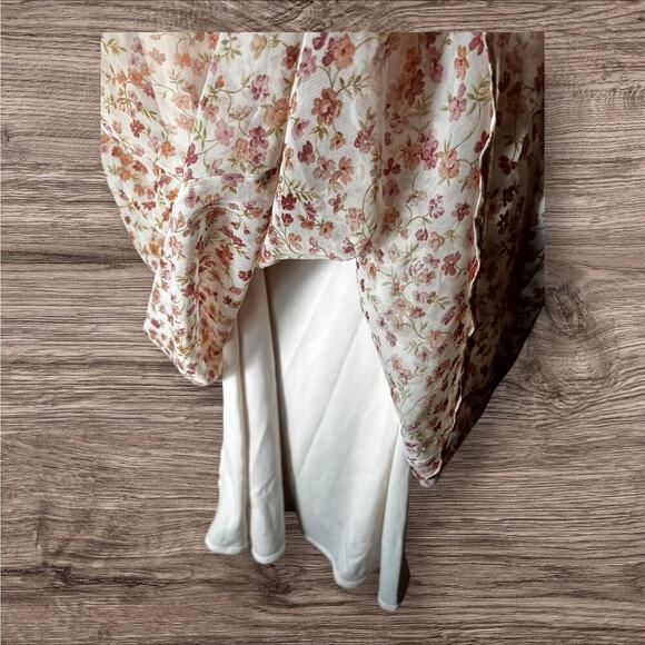 Vintage Floral Maxi Dress – Sleeveless White Chiffon with Pink Ditsy Print –12 - Picture 6 of 7